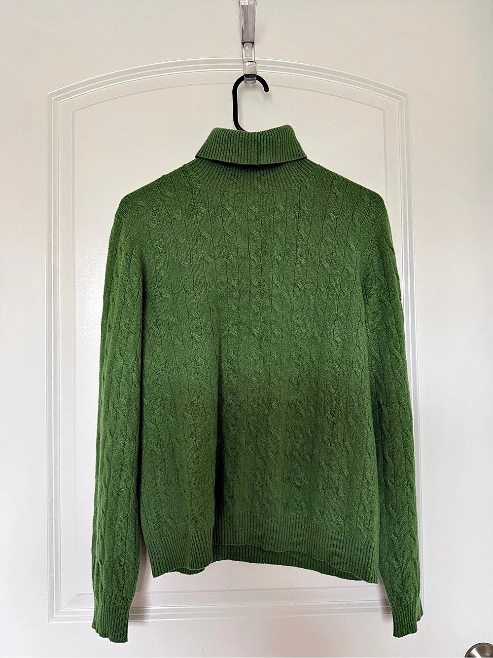 Charter Club 100% Cashmere Cable Knit Turtleneck Sweater Green